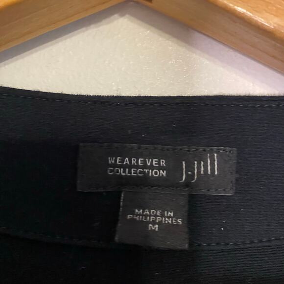 J Jill Black Long Open Sweater Cardigan Teacher Long Sleeve Tie Front Medium - Picture 5 of 12